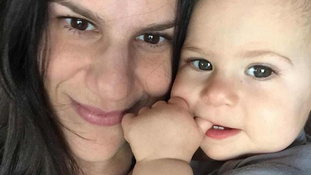 Eagle photographer Jaime Green and her 10-month-old son Cameron demonstrate how a mother-and-child selfie is done.