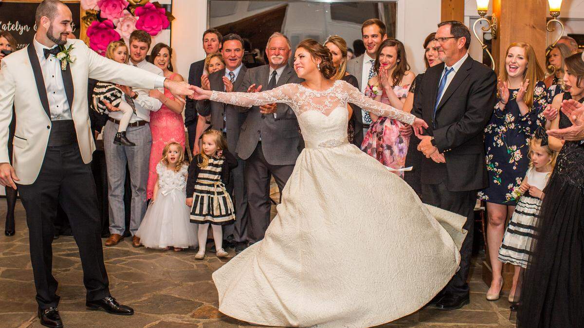 Katelyn Strube-Bohaty and Brent Bohaty dance at their wedding, which was about a year after Strube-Bohaty received a double lung transplant.
