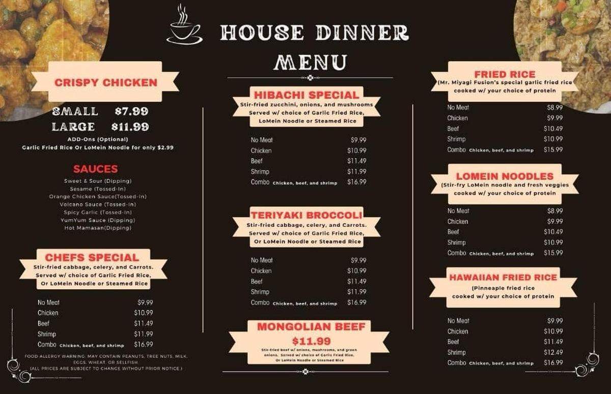 Mr. Miyagi West menu