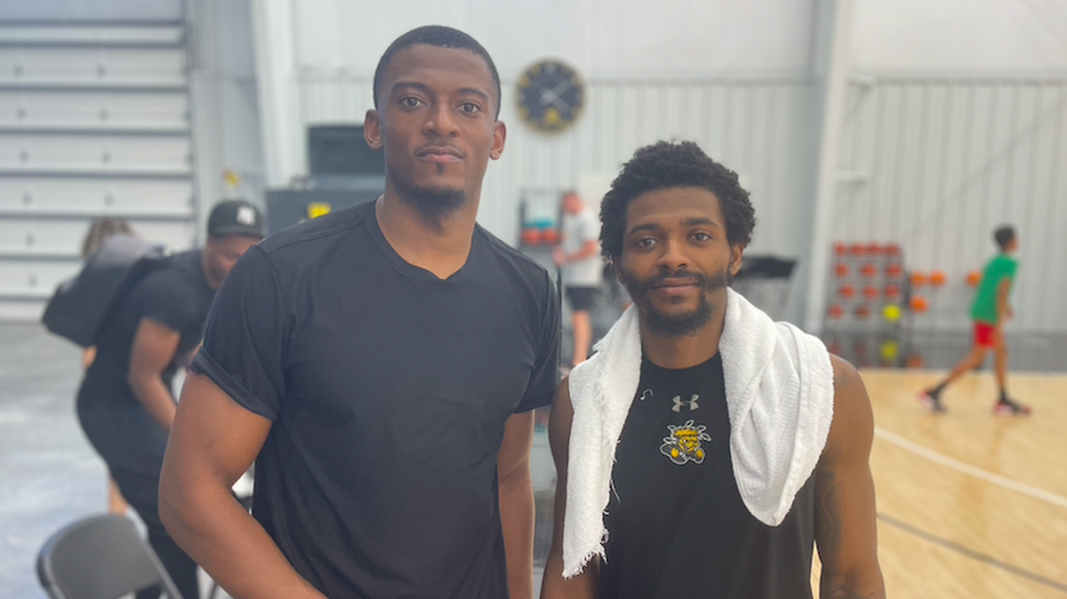Trey Wade (left) and Alterique Gilbert (right) both helped the Wichita State men’s basketball team win an AAC championship and will make their debuts on the AfterShocks this week at Koch Arena.