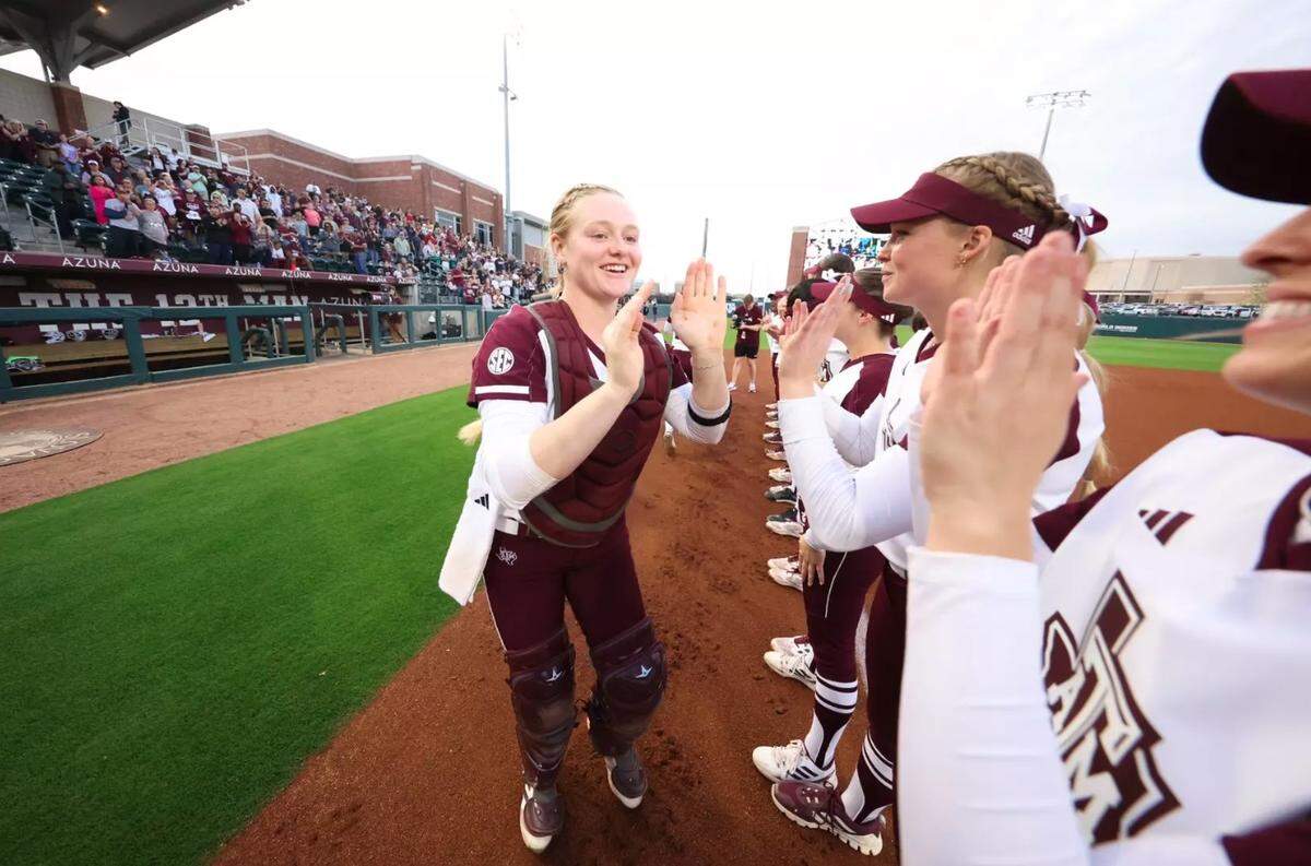 Former Texas A&M catcher Julia Cottrill, a Wichita native, has enjoyed a return to her hometown to play in the ongoing Pro Softball AUX league at Wichita State.