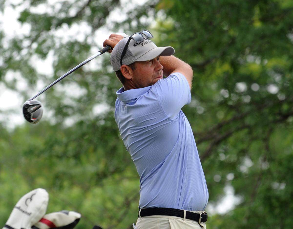 Erik Compton is the 54-hole leader of the Wichita Open at a 12-under score of 198. He shot a 3-under round of 67 on Saturday at Crestview Country Club.