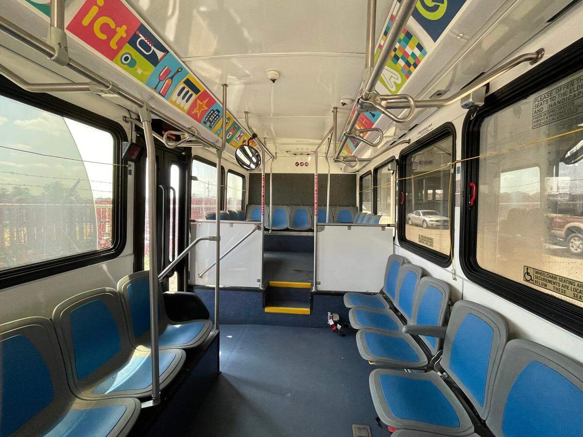 Fire damaged the outside, but not the inside, of this city bus early Wednesday morning.