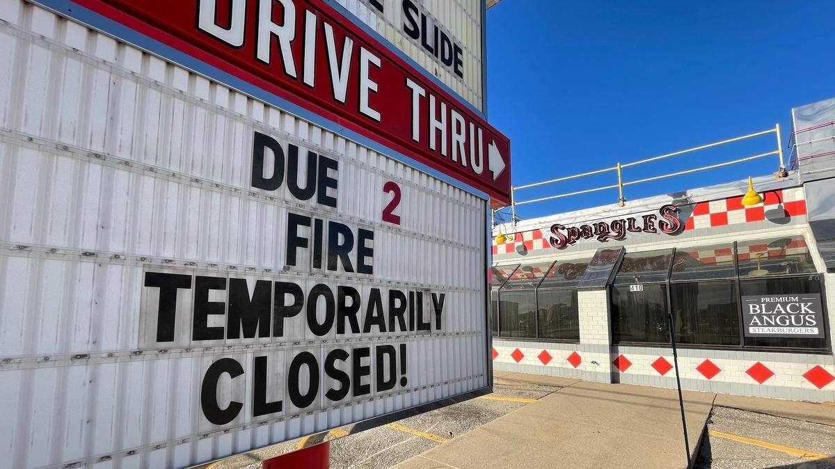 The Spangles at 410 E 47th St. South has been closed since a Sept. 6 fire but reopened its drive-through on Tuesday.