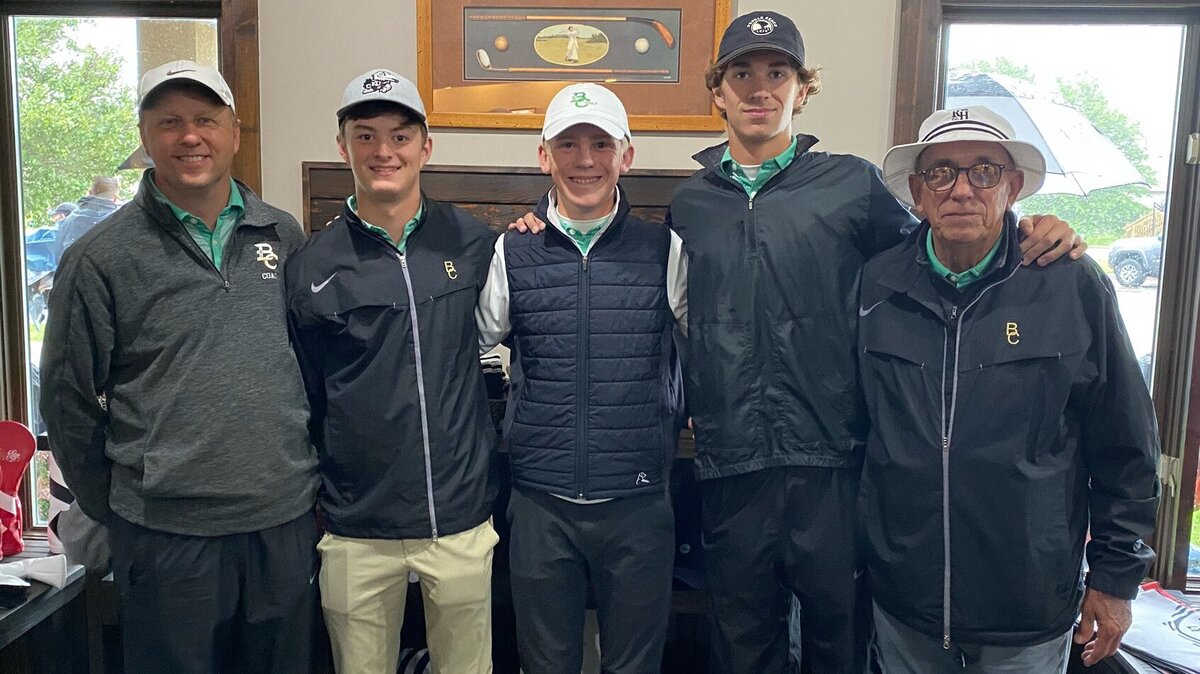 Bishop Carroll junior Noah Holtzman (center) was named All-Metro Golfer of the Year after winning the City League and Class 5A individual championship this season.