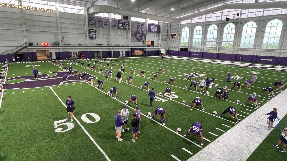 The Kansas State Wildcats football team holds an open practice in Manhattan.