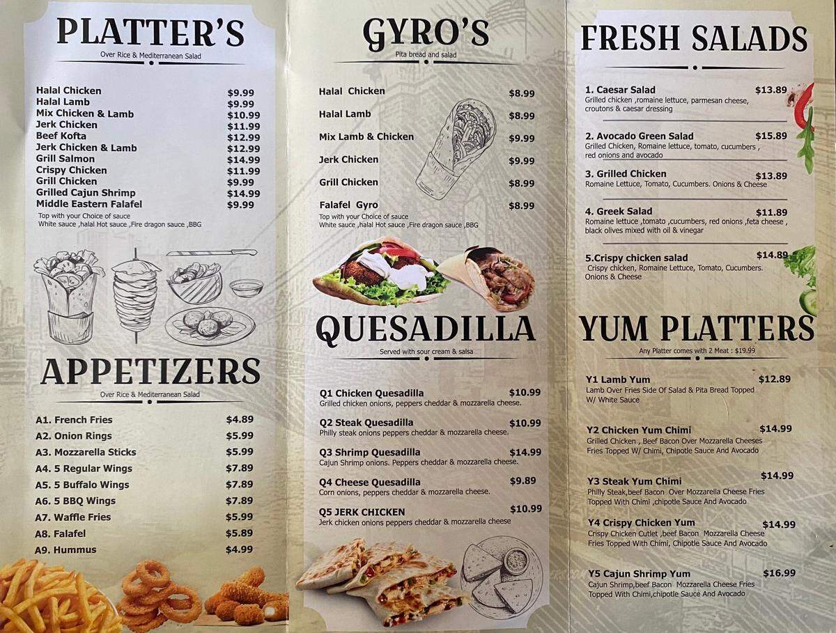 The menu for Nas Kitchen