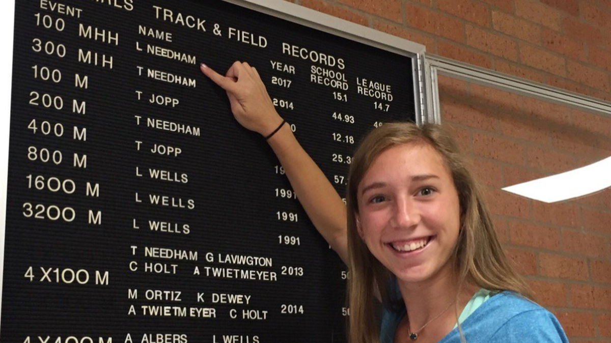 Cheney's Layne Needham has started to look a lot like her older sister, Taylor, on the track.