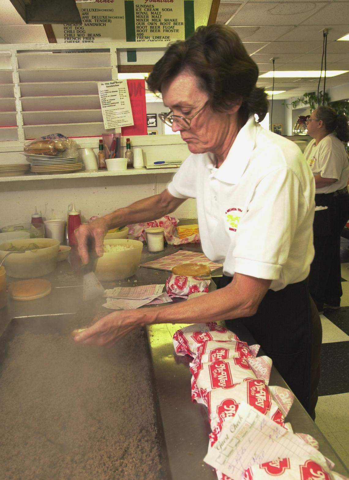 Betty Gettings is pictured working in the NuWay on West Douglas in 2000.
