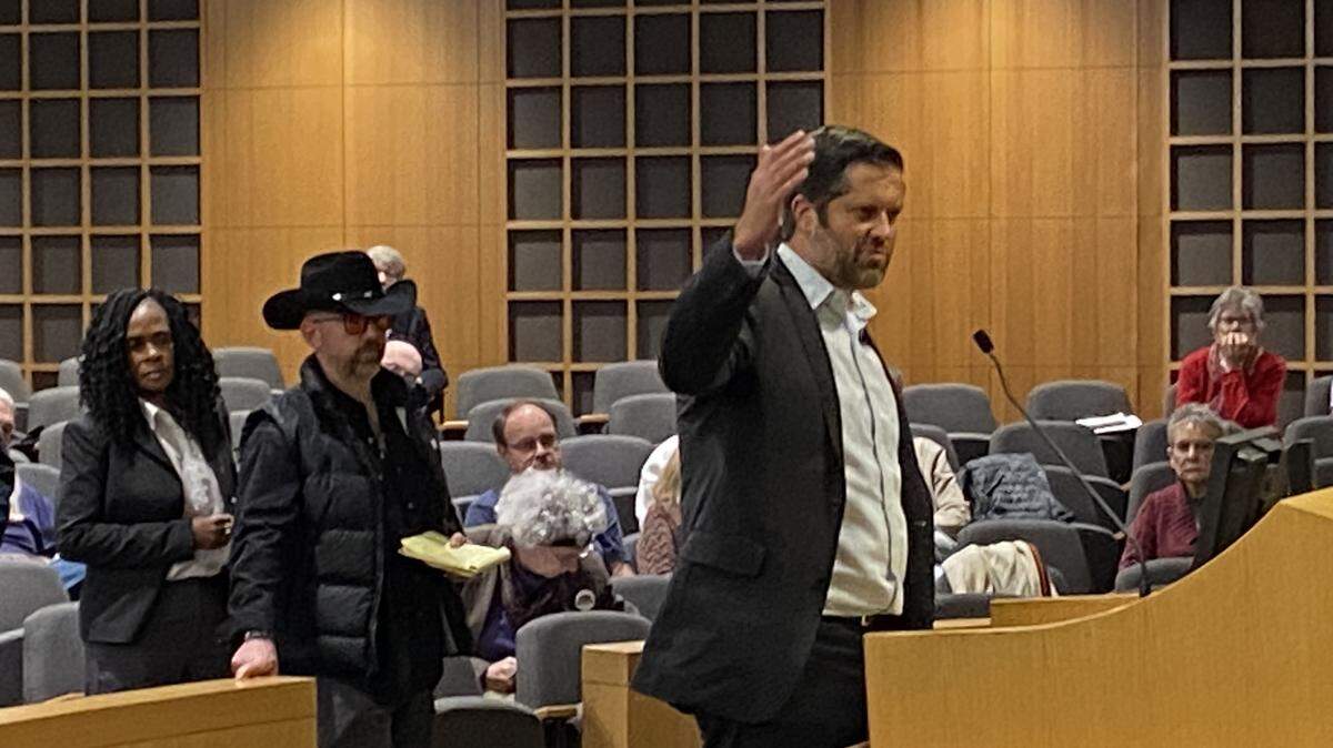 Jon Rolph of Thrive Restaurant Group, an early supporter of the sales tax, speaks to the council.