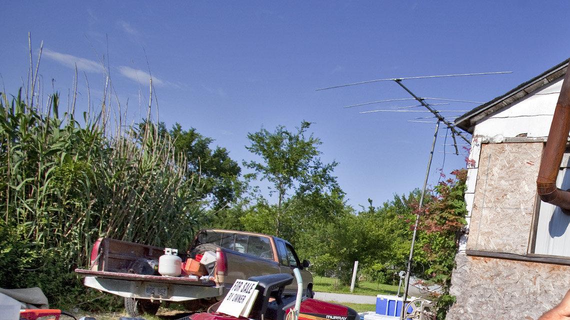 Robert Toney has most of his possessions for sale June 24, 2009, so he can afford to move from Treece, Kan., to Missouri, where his children live. Toney hopes to relocate within the next few months.
