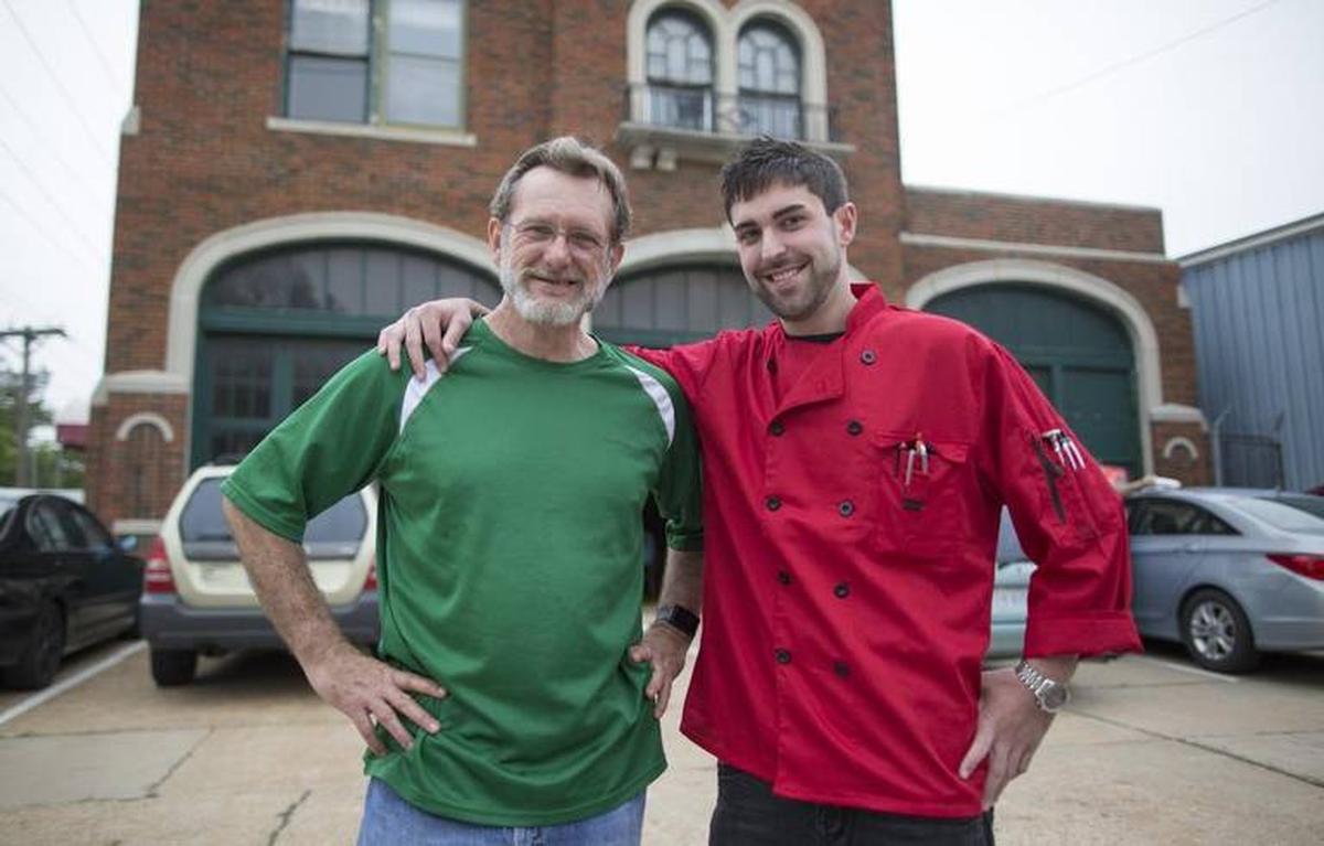 John “Jetman” Thien and Alex Eftekhar are pictured in May 2015, when Jetman originally turned the keys to the old firehouse No. 8 over to Eftekhar.