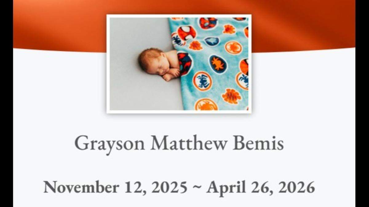 Grayson Matthew Bemis died on April 26, according to his online obituary.