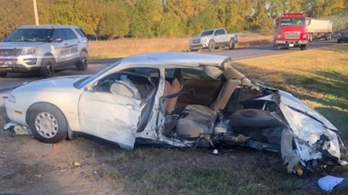 A 17-year-old girl was thrown from her car after a crash with a semi on Monday morning, officials said.