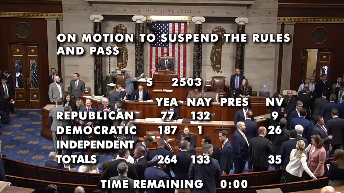 Members of the House of Representatives cast their votes Tuesday to determine whether to suspend House rules and pass the ROTOR Act, a bill created in the aftermath of the Flight 5342 and Army helicopter crash above the Potomac River.