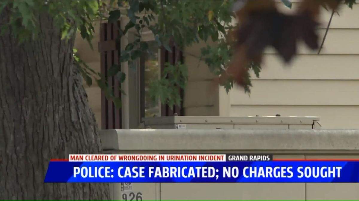 The Kent County Prosecutor’s Office said no charges were filed after kids made up a story and blamed another man to “avoid trouble” after one child peed on another.