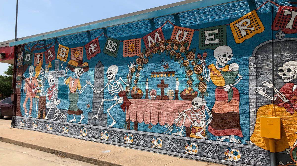 This Dia de los Muertos-themed mural at 25th and Arkansas will be replaced soon with a new design.