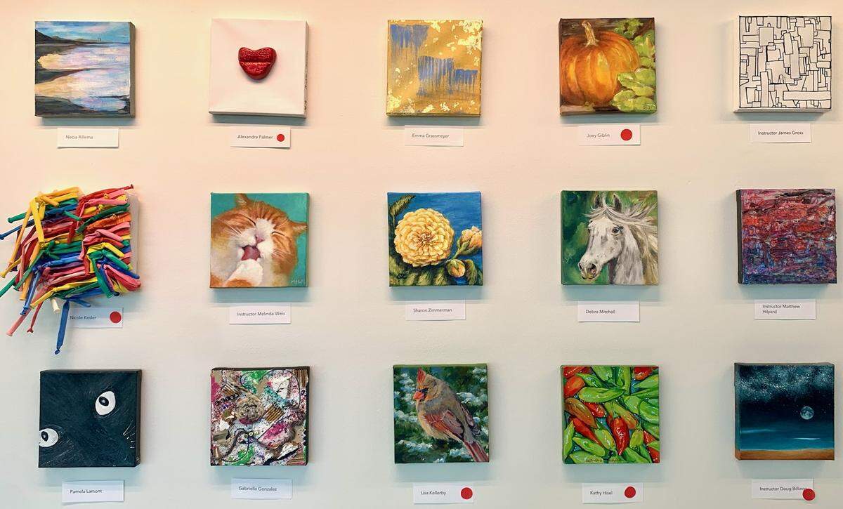 Each of the pieces in “Six by Six” at Mark Arts are priced from $30 to $100. Proceeds from the sale of the works, made by local artists and Mark Arts students and instructors, will benefit the community art center’s scholarship fund.&nbsp;
