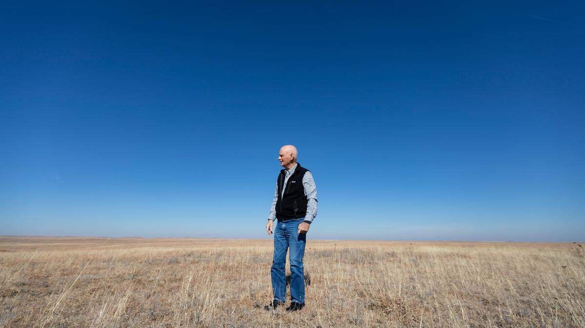 Bill Haw of Kansas City surveys some of the more than 10,000 acres of pristine Flint Hills ranch land he sold several years ago..