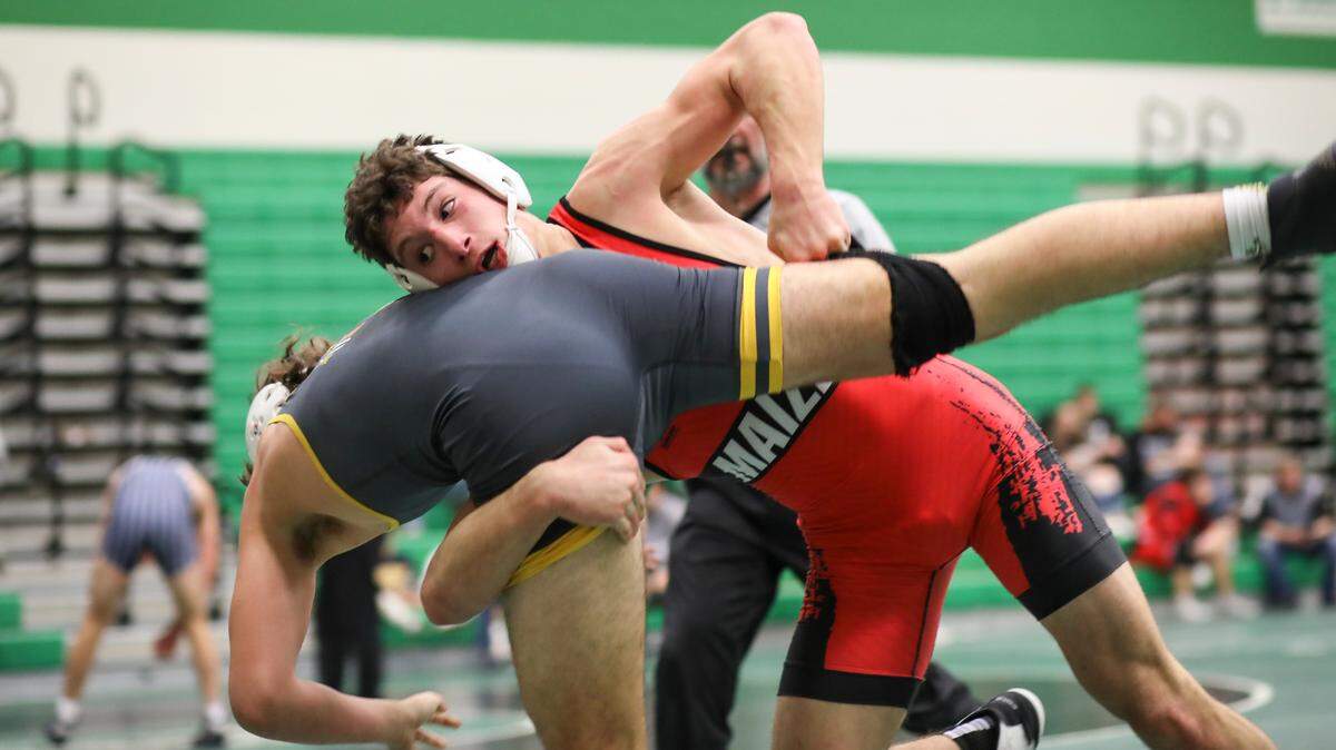 Maize junior Connor Padgett showed his dominance in winning the 170-pound title at the Derby wrestling tournament last Saturday.