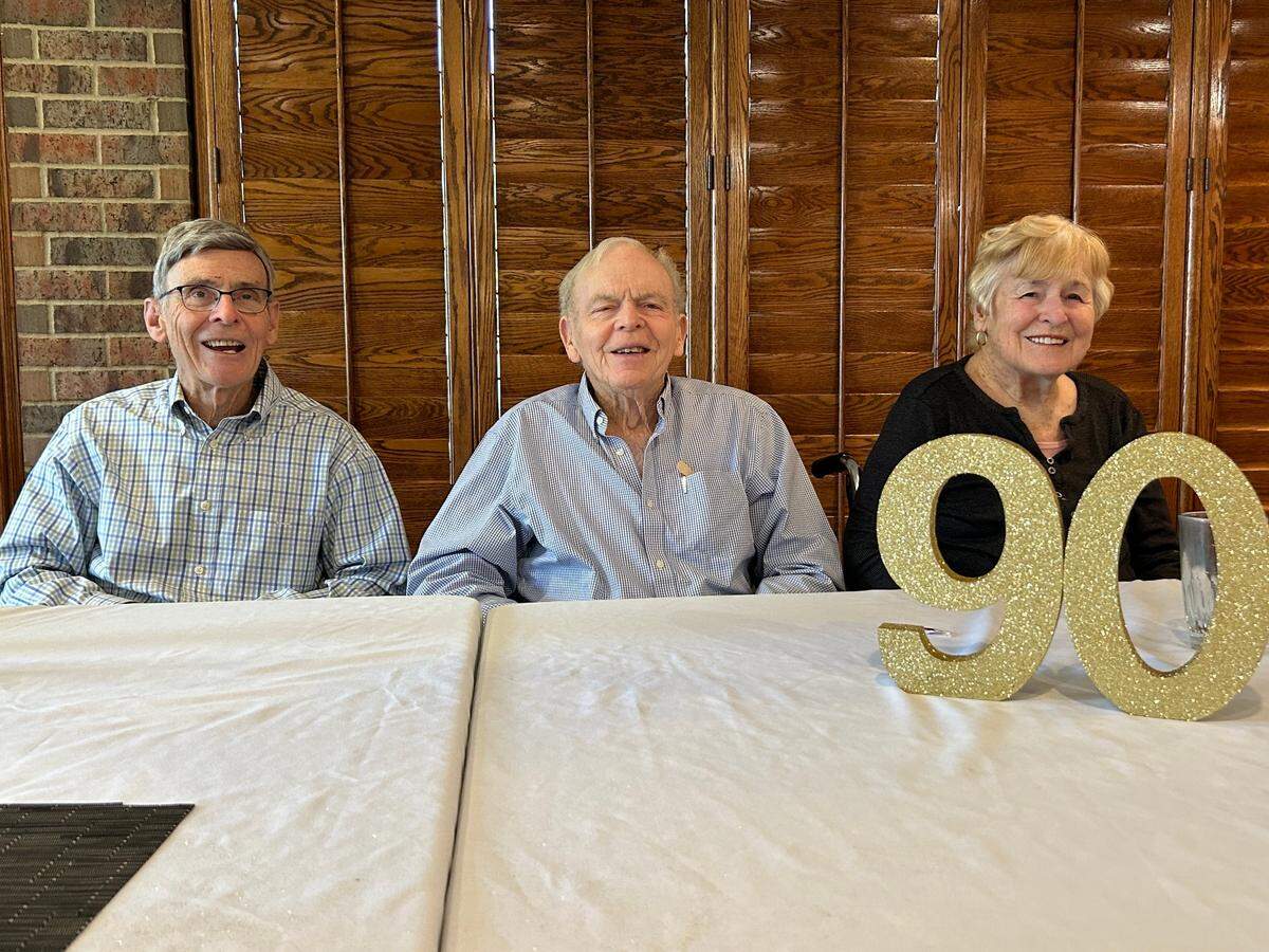 Charlie Eby, from left, Martin Eby Sr. and Carolyn (Eby) Grier at Martin Eby’s 90th birthday celebration.