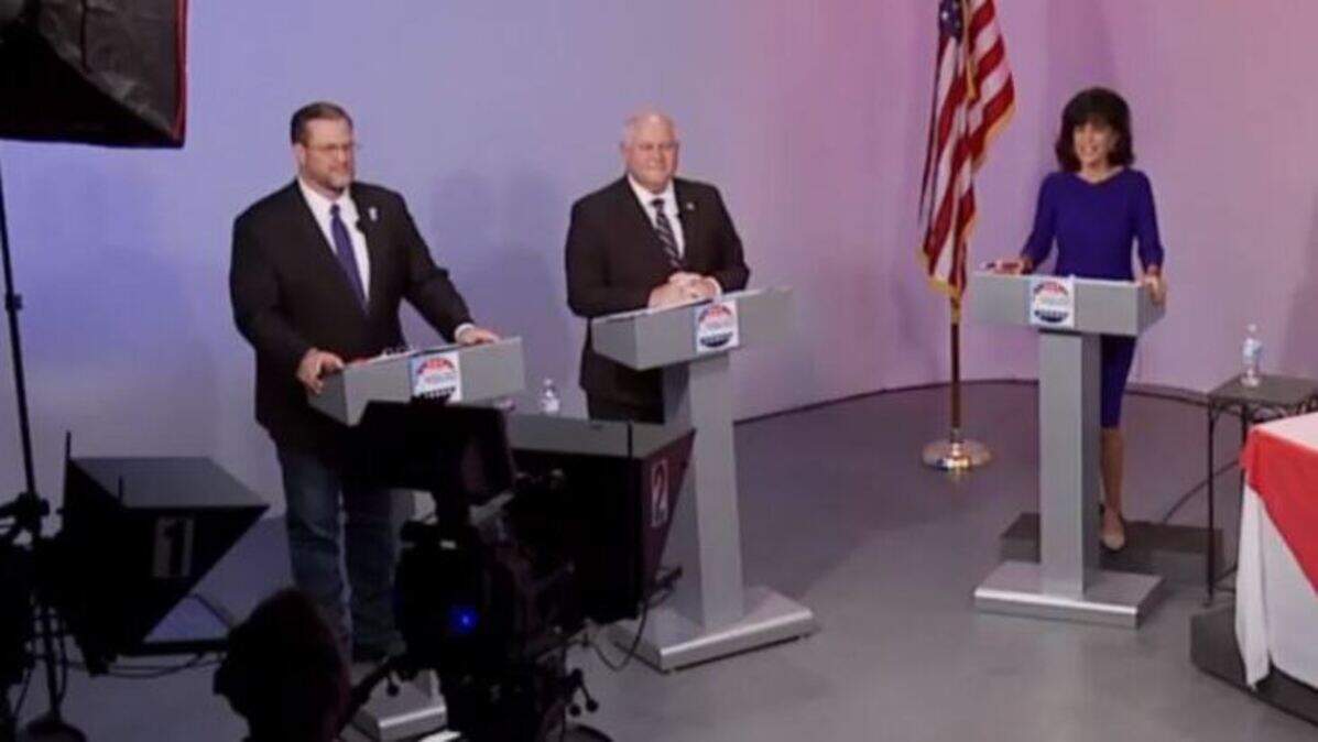 U.S. Rep. Ron Estes and James Thompson debate in Wichita.