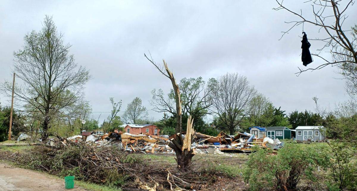 A home on 137th Street was ripped off its foundation and destroyed by a tornado on April 29, 2022, while multiple people were inside, including a woman who suffered a broken back, according to county officials. The home is outside Sedgwick County’s tornado siren range, and residents did not have warning before the twister ripped through their neighborhood.