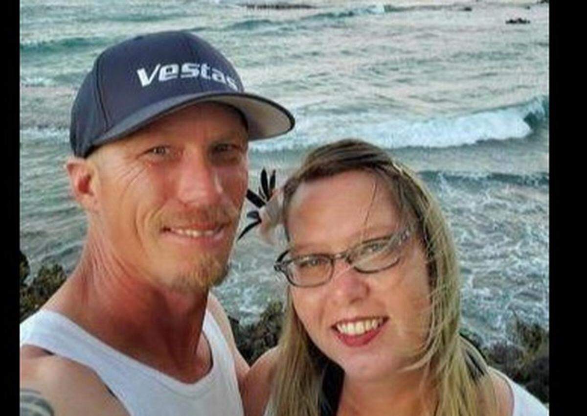 Robert Vandoren and Kacy Joel pose for a photo while they stayed in Hawaii where Vandoren was working. Joel was killed Tuesday while they were living in Wichita for Vandoren’s work. Her son, Devin Joel, has been arrested.
