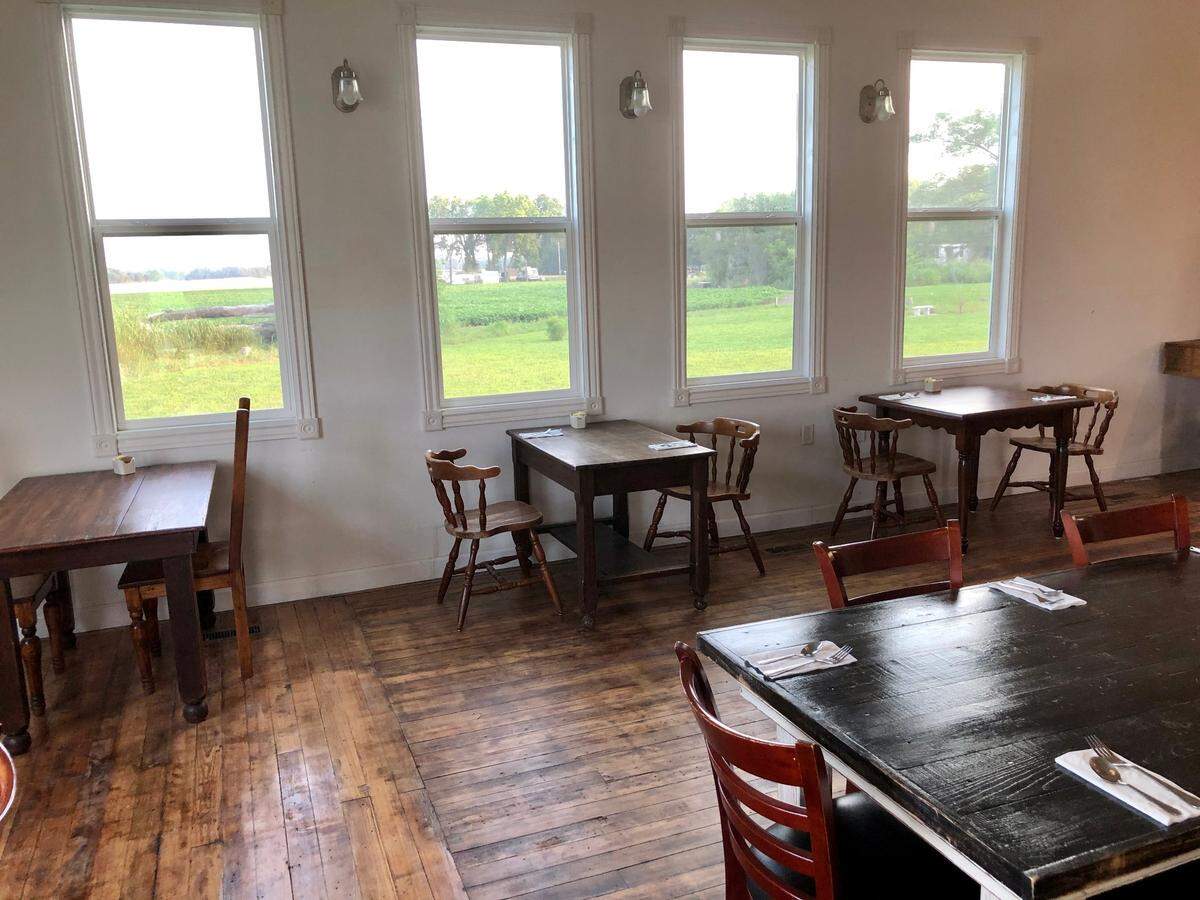 The dining room at Chef Stan’s Place in the Flint Hills has expansive views of the prairie on three sides.