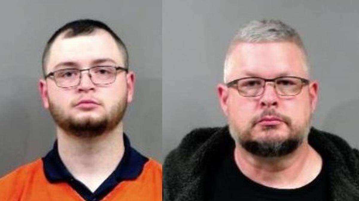Andrew Saindon, left, and Brian Krogmann at the time of their April 2021 arrests