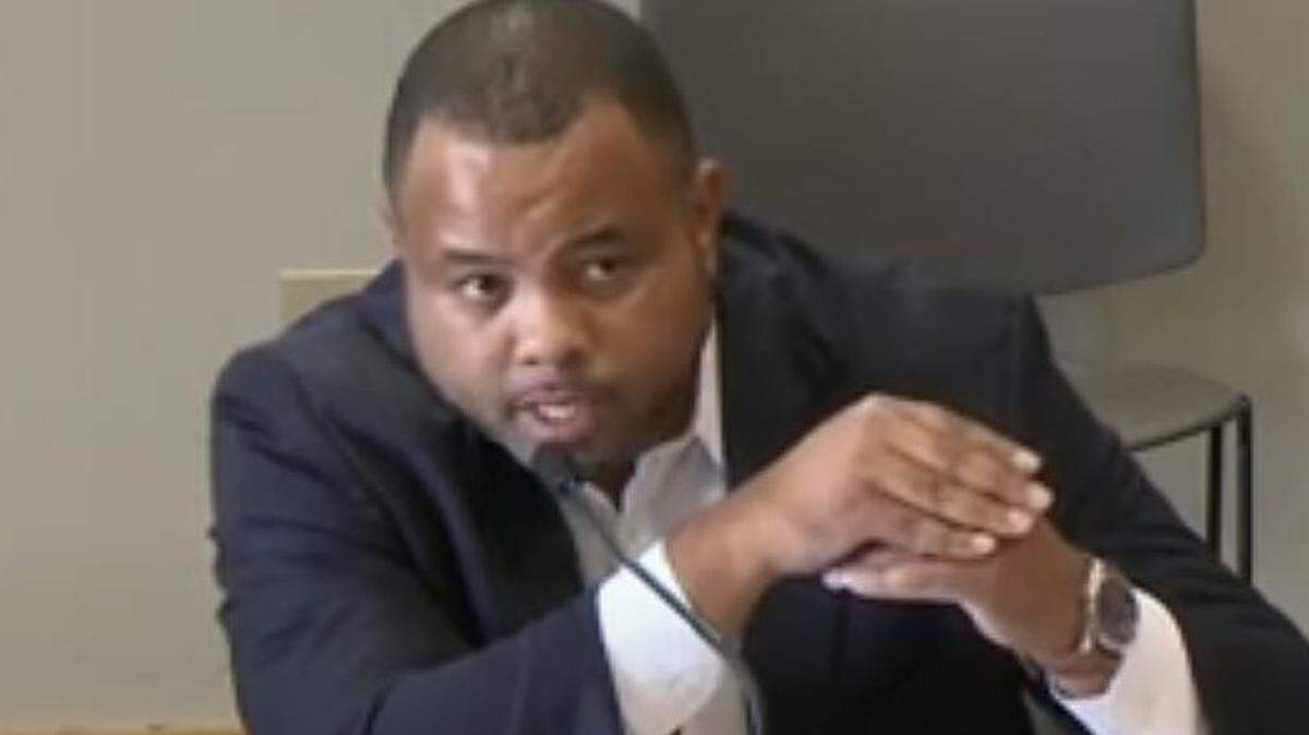 State Rep. Patrick Penn engages in some name calling at the Wednesday meeting of the Wichita Commission of Electors.
