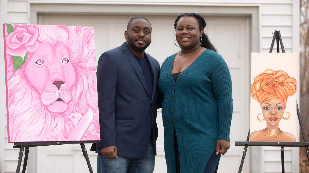 Anthony Joiner, left, wants to open a nonprofit art gallery called Mulberry to showcase the work of underrepresented artists, such as his wife, Dominique Joiner. He is considering space for his gallery in Revolutsia at Central and Volutsia.