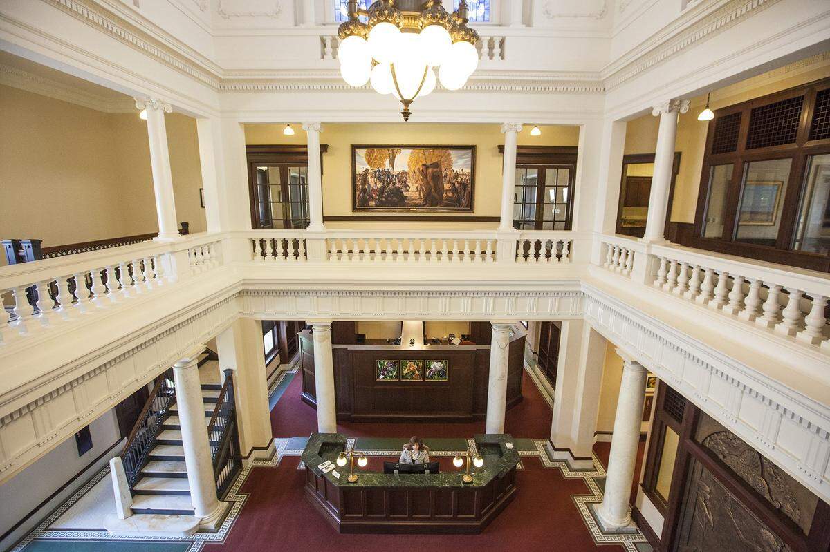 Fidelity Bank chairman Clark Bastian spearheaded the renovation of the former Carnegie Library in downtown Wichita, which the bank uses for offices.