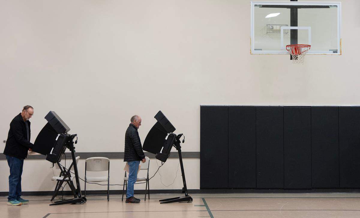 A steady crowd of people showed up Thursday morning for early voting at Westlink Church of Christ, 10025 W. Central. Wichita voters will choose a mayor and city council members, as well as school board members. Surrounding communities also have municipal and school board elections.
