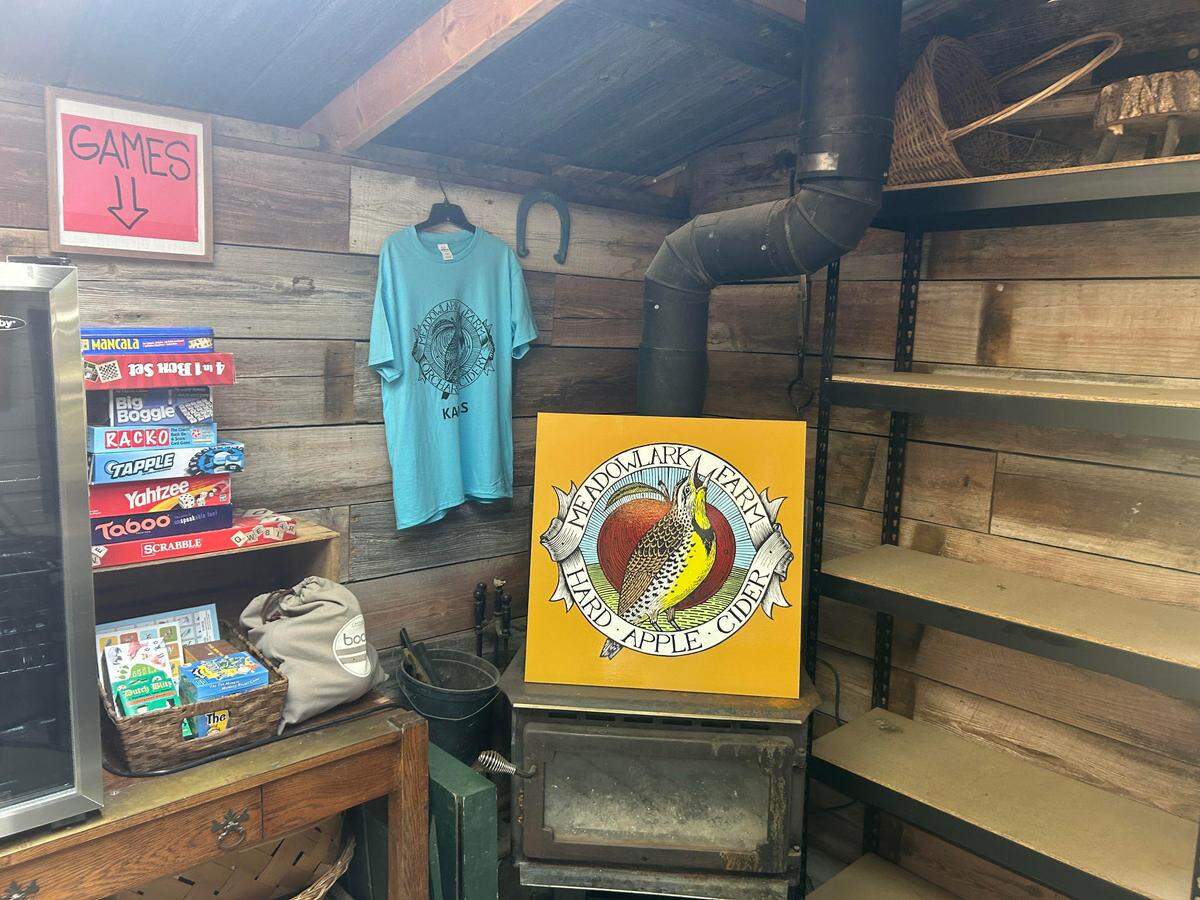 Meadowlark Farm customers can select a game from the farm’s free stash and sit at the outdoor patio after picking fresh fruit.