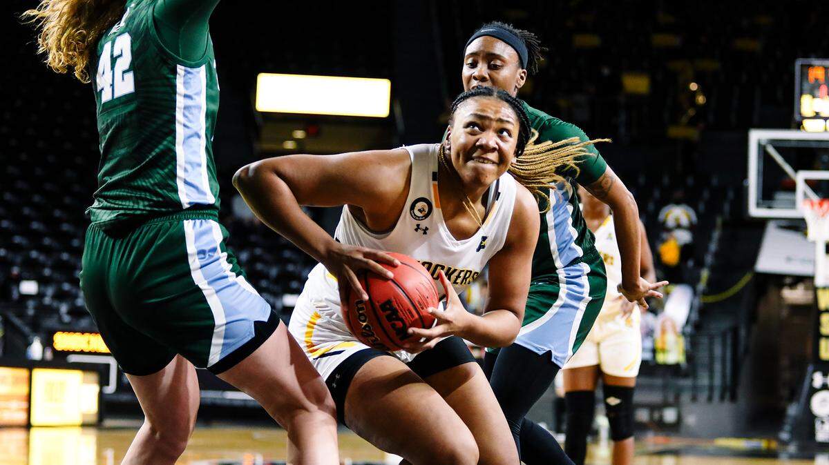 Trajata Colbert finished with 17 points and 13 rebounds for the first double-double of the season to lead the Wichita State women’s basketball team to a 76-61 win at Denver on Monday.