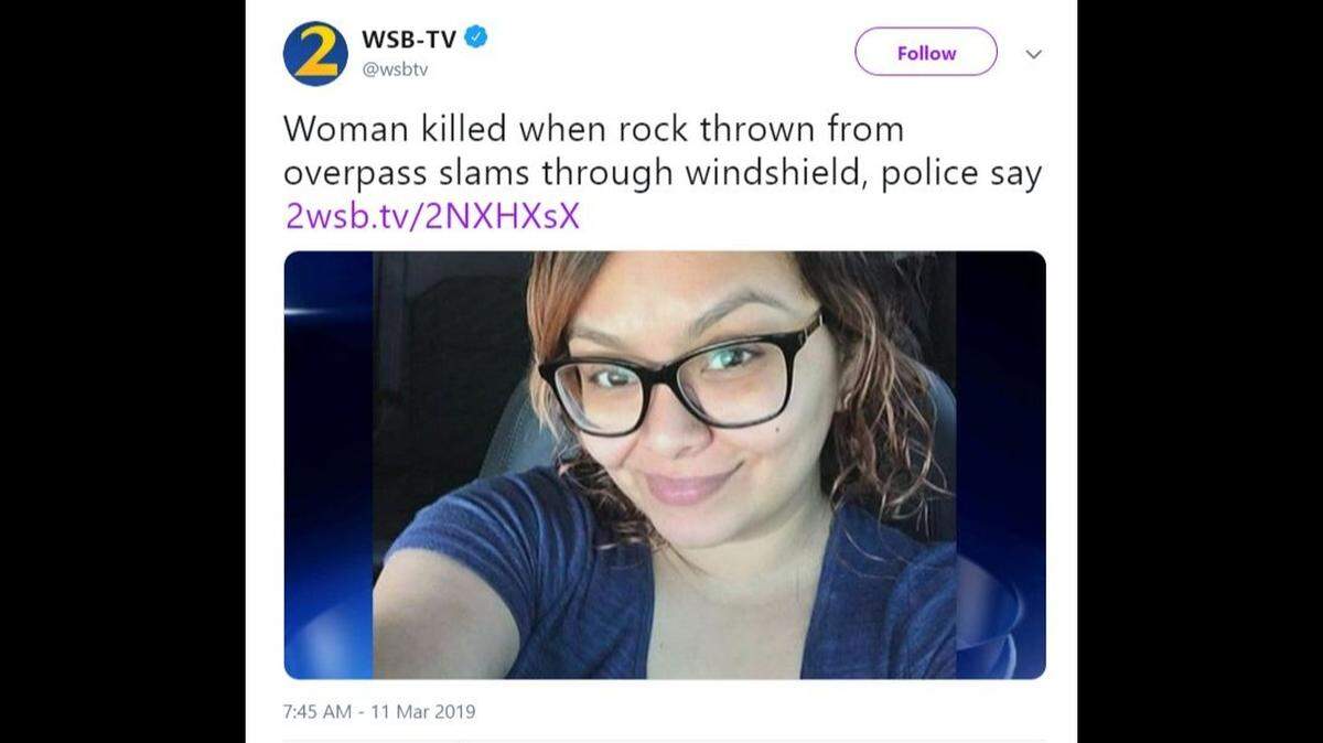 Keila Ruby Flores was in the passenger seat when a rock was thrown through the car’s window and killed her, her boyfriend said.