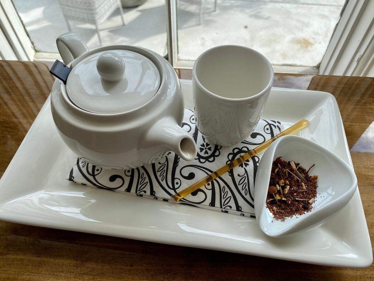 Patrons at The Teahouse can order a pot of tea with the leaves on the side that they can steep themselves.