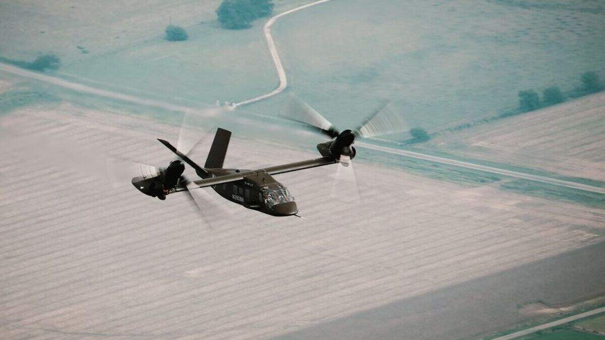 Pictured is Bell’s V-280 Valor tiltrotor, a product of the Future Long Range Assault Aircraft program based in Wichita.