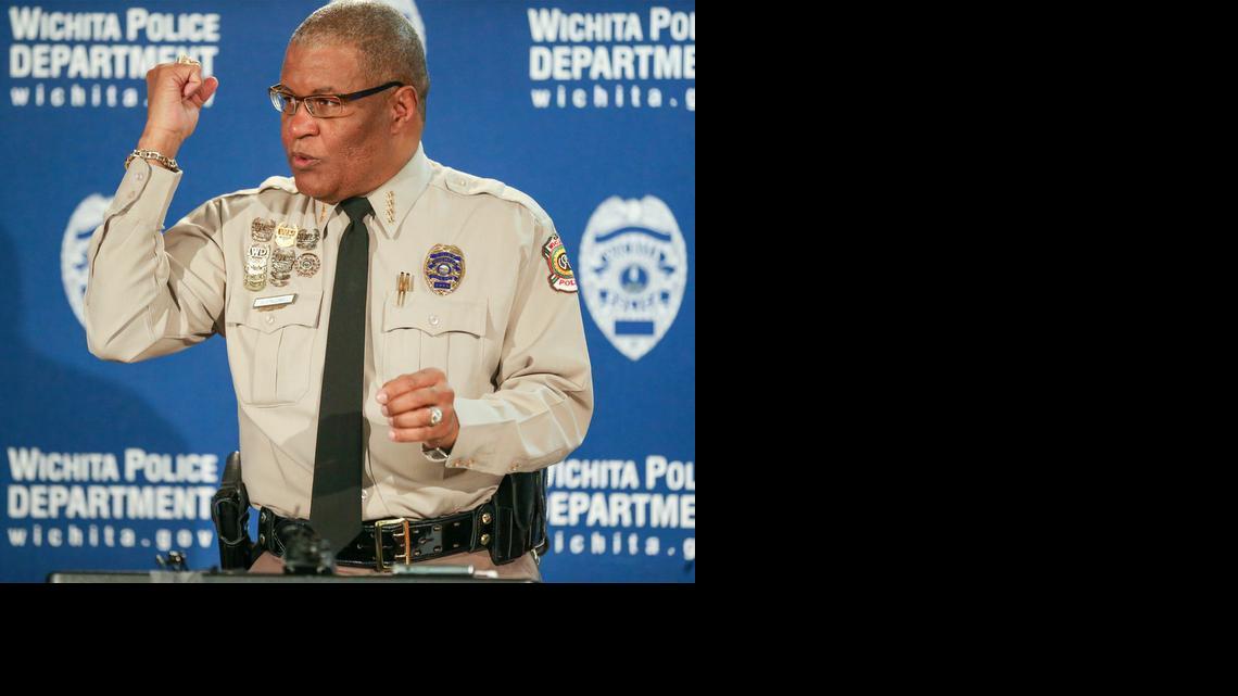 During a news conference Thursday in City Hall, Wichita Police Chief Norman Williams describes how 30-year-old David Zehring took out a knife after being stopped after a high-speed chase by police Thursday morning.

