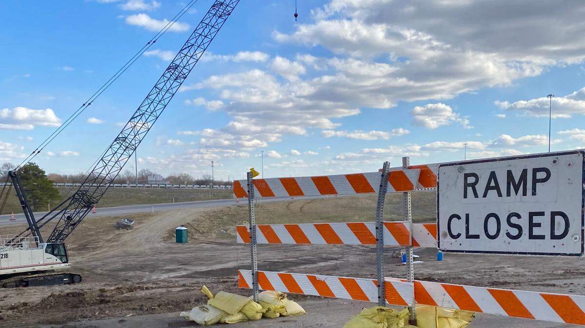 File photo of construction at the North Junction of I-135 and I-235 in 2023.