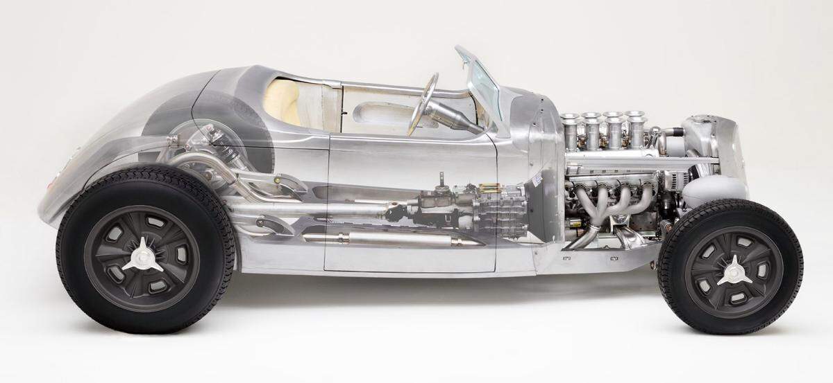 Tim Devlin of Devlin Rod and Customs calls this view of Jeff Breault’s 1934 Chevy Roadster a cut-away shot, which he describes as “like having X-ray vision.”
