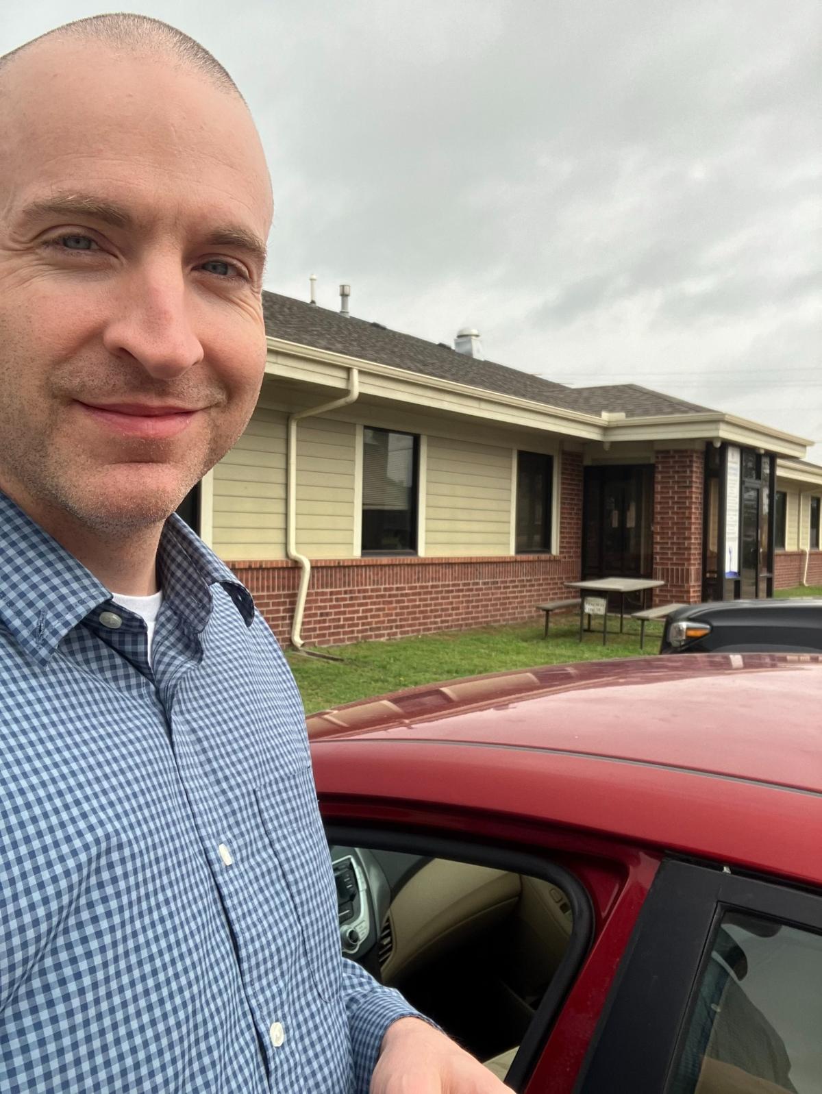 April 28 was the last day Aaron Wirtz had to wear an ankle bracelet after getting out of prison. He’s shown here in front of the halfway house where he lived for a time.