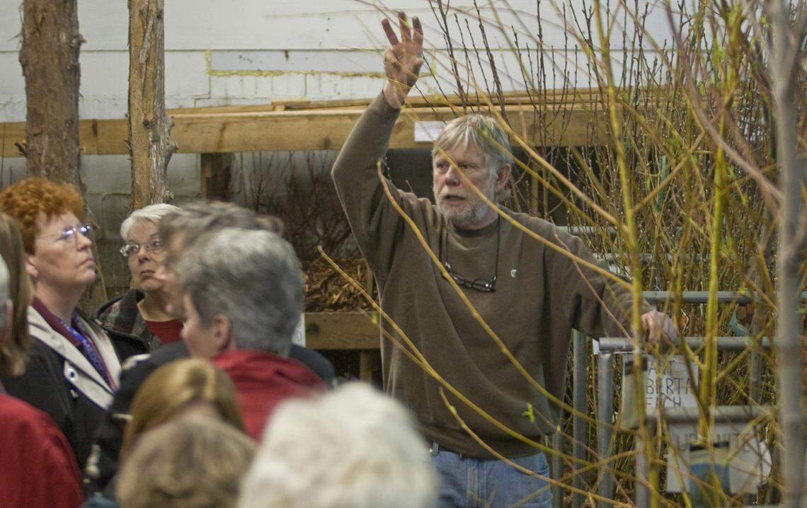 Hillside Nursery general manager John Firsching talks to Master Gardeners about bare root shrubs and trees in this 2010 photo.