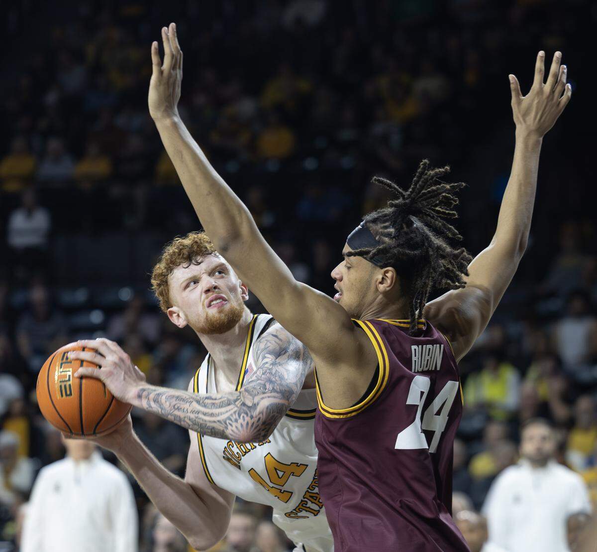 Wichita State’s Will Berg looks for a shot during the second half of their game against Loyola at Koch Arena on Thursday.