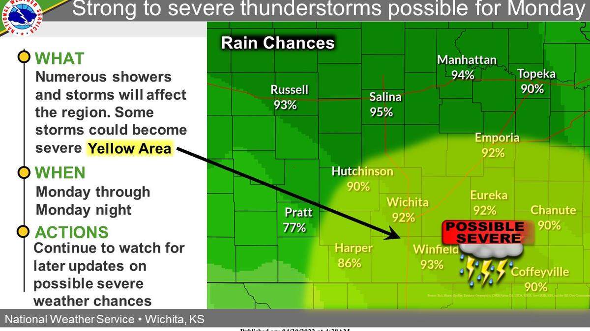 Another round of severe weather in the Wichita area is possible Monday