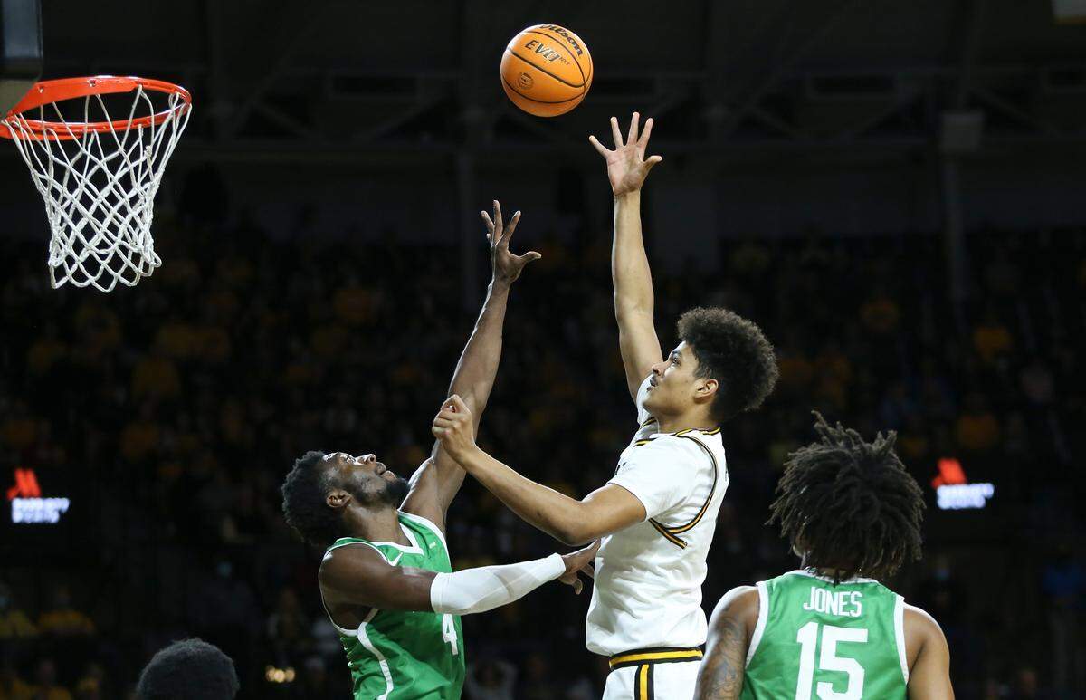 Wichita State’s Kenny Pohto takes a shot in the first half against North Texas.