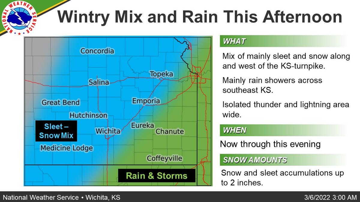 The Wichita area is under a Winter Weather Advisory until midnight tonight. 