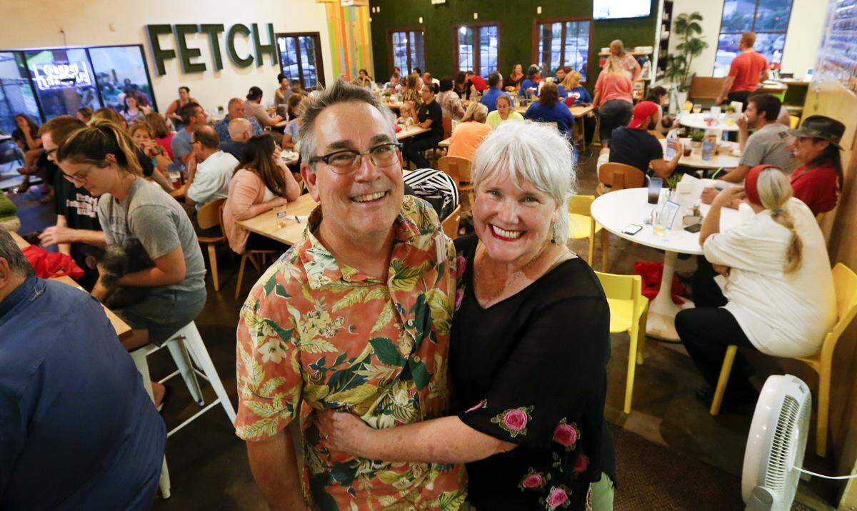 Fetch Bistro owners Greg and Pamela Buss had a full house as they and their patrons watched Gordon Ramsay’s new reality show, “24 Hours to Hell and Back,” which featured their dog-friendly restaurant Wednesday night. (July 25, 2018)