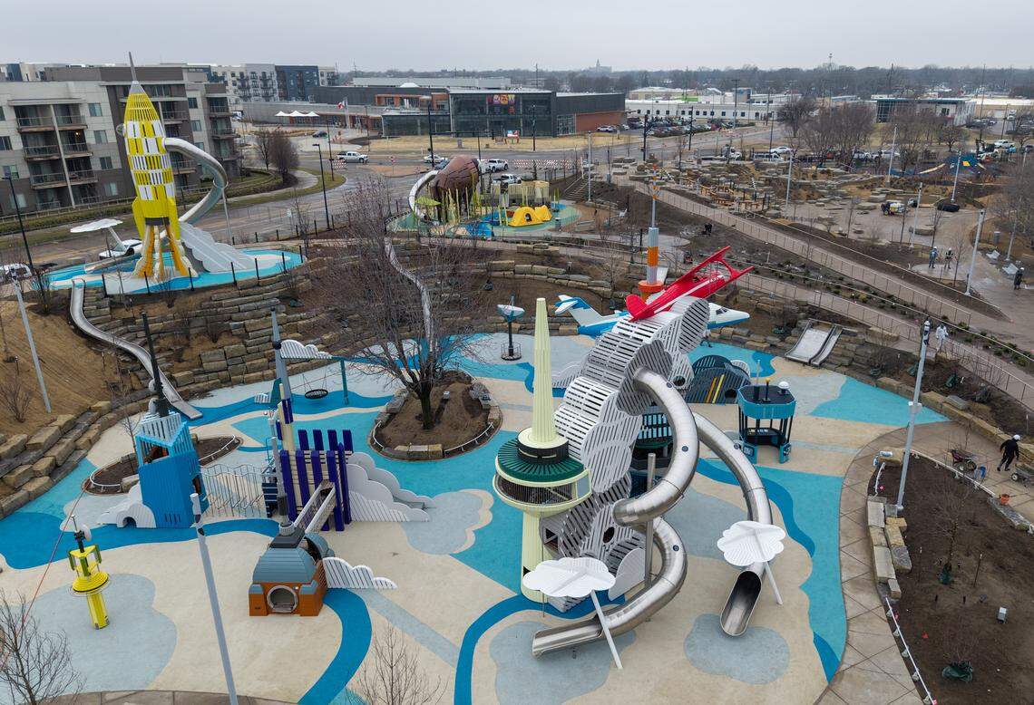 Adventure Playscape at Exploration Place includes 10 playgrounds and is included in the price of admission. The Sunflower Meadow is for ages five and under.